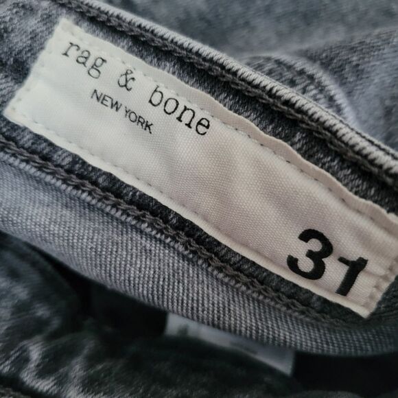 31 RAG & BONE CASEY HIGH RISE ANKLE FLARE HARLEY RAW EDGE HEM GRAY JEANS - Picture 6 of 10